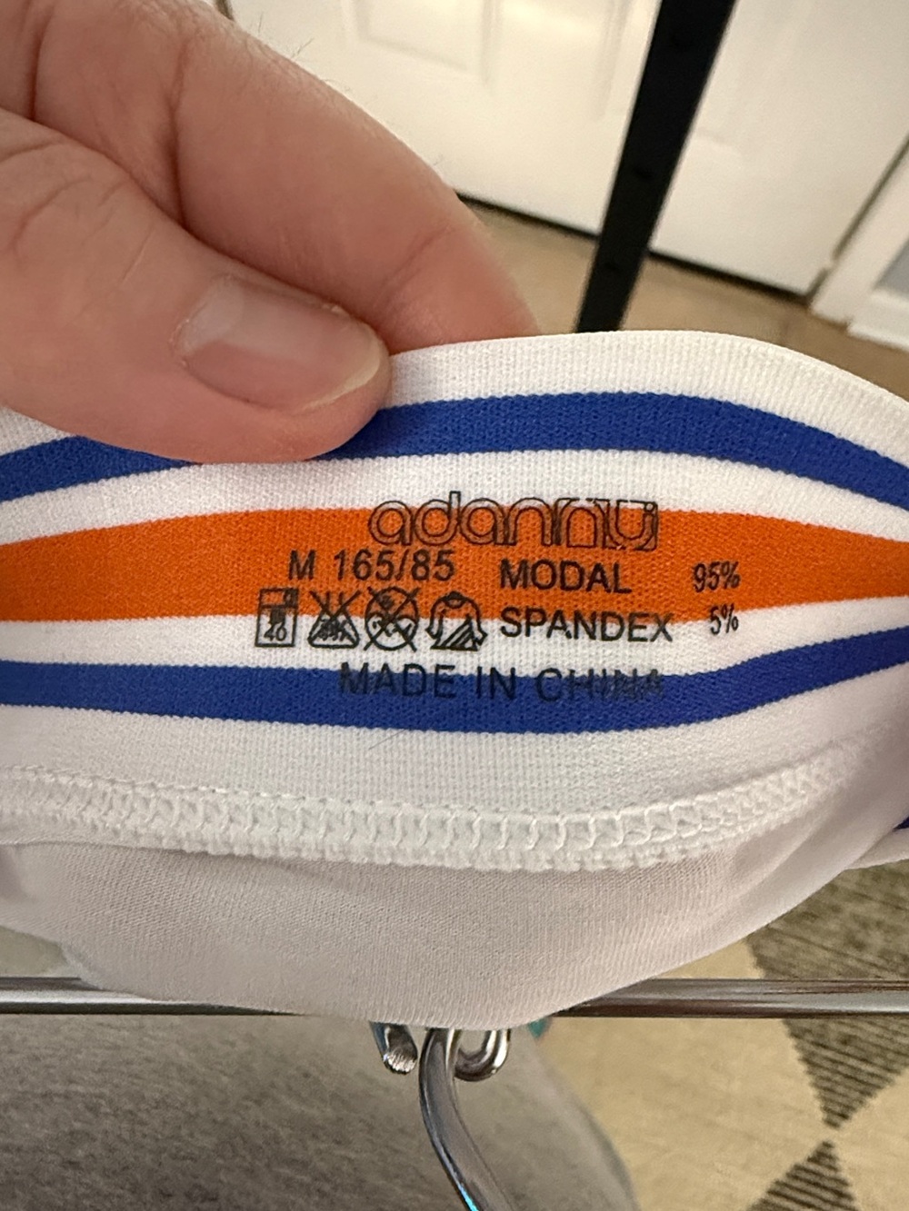 Men's White Briefs with Blue & Orange Stripe Waistband by - Picture 3 of 3